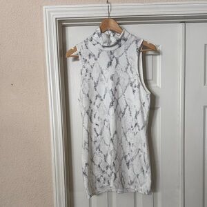 White House Black Market grey and white snake print turtleneck tunic